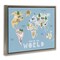 Stupell Industries Kid's Map Of World Blue Floating Frame, design by Carla Daly